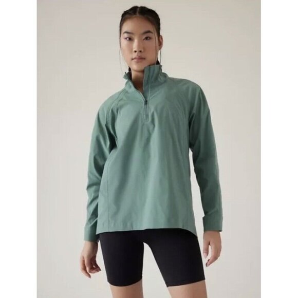 Athleta Jackets & Blazers - Athleta Advantage Poplin Top Sz Small Green Deep Ocean Teal NEW Pullover 1/4 Zip